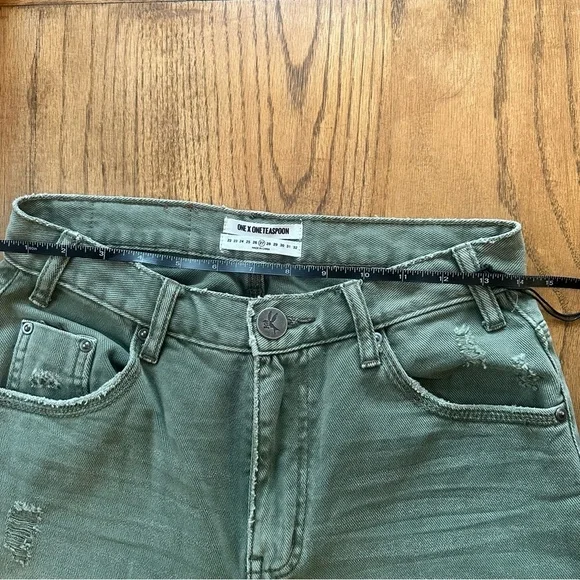 NWT One Teaspoon Freebirds Distressed High Waisted Pants Jeans Super Khaki Sz 27 - Picture 9 of 16